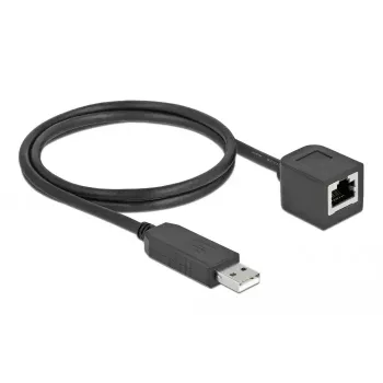 Jungiamasis kabelis DeLOCK 64164 USB 2.0 Type-A į RS-232 RJ45 1 m juodas