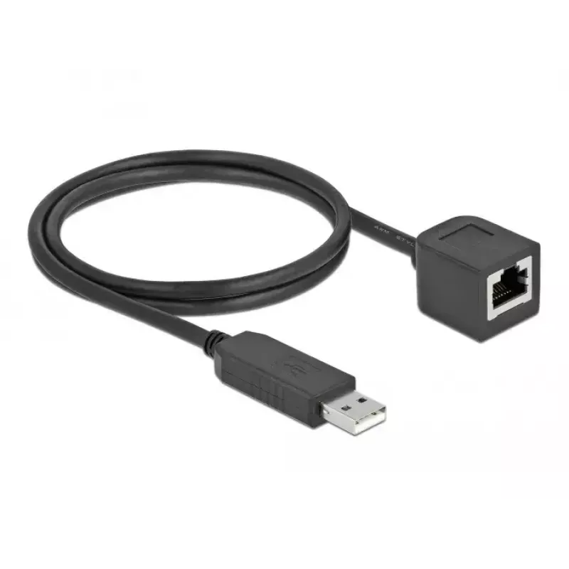 Jungiamasis kabelis DeLOCK 64164 USB 2.0 Type-A į RS-232 RJ45 1 m juodas