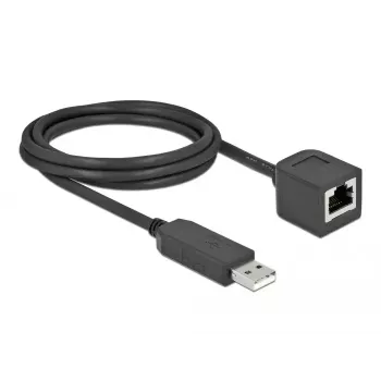 Serijinio ryšio kabelis DeLOCK 64165 USB 2.0 Type-A į RS-232 RJ45 2m juodas