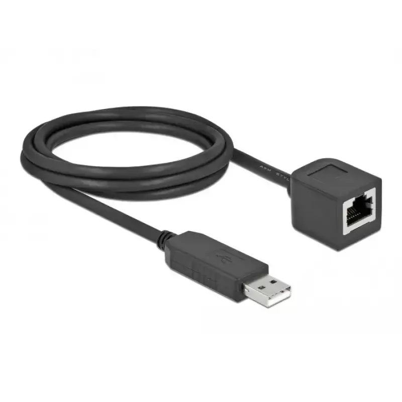 Serijinio ryšio kabelis DeLOCK 64165 USB 2.0 Type-A į RS-232 RJ45 2m juodas