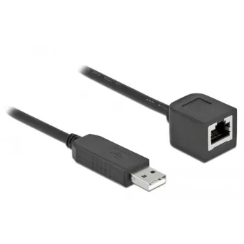 Serijinio ryšio kabelis DeLOCK 64165 USB 2.0 Type-A į RS-232 RJ45 2m juodas