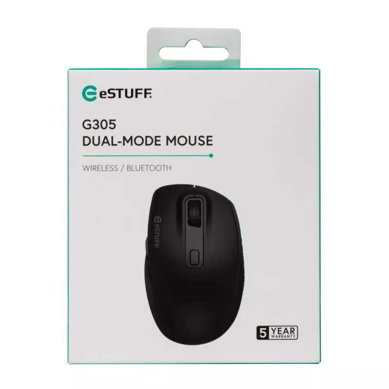 eSTUFF GLB214002 pelė Office dešinei rankai RF belaidė + Bluetooth IR LED 1800 DPI