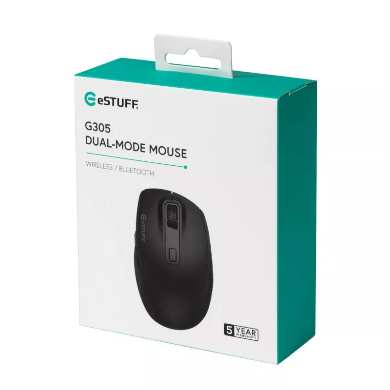 eSTUFF GLB214002 pelė Office dešinei rankai RF belaidė + Bluetooth IR LED 1800 DPI