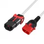 ACT Powercord C13 IEC Lock+ - C14 IEC Lock Dual Locking balta 1 m, PC3607
