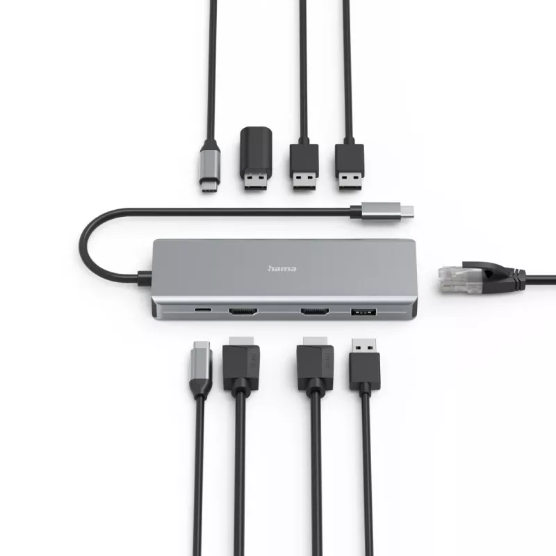 Hama CONNECT2Media USB Type-C 9 prievadų USB-C stotelė, 5000 Mbit/s, antracitas