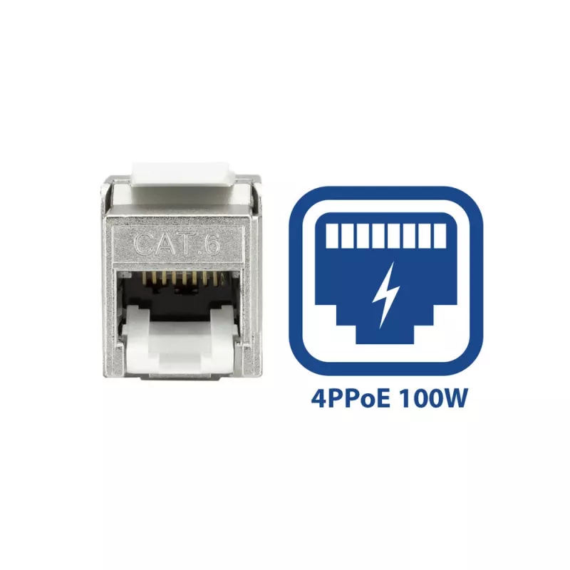 ACT Keystone Jack RJ45 CAT6 Ekranuotas beįrankis su užraktu Baltas Sidabrinis