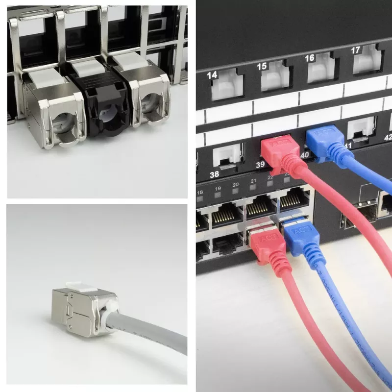 ACT Keystone Jack RJ45 CAT6 Ekranuotas beįrankis su užraktu Baltas Sidabrinis