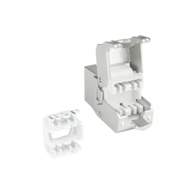 ACT Keystone Jack RJ45 CAT6 Ekranuotas beįrankis su užraktu Baltas Sidabrinis