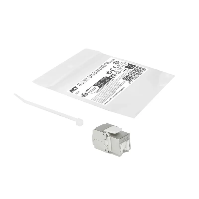 ACT Keystone Jack RJ45 CAT6A ekranuotas beįrankis su dulkių dangteliu