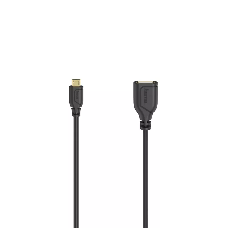 Hama Flexi-Slim USB 2.0 laidas 0,15 m Micro-USB A / USB A juodas