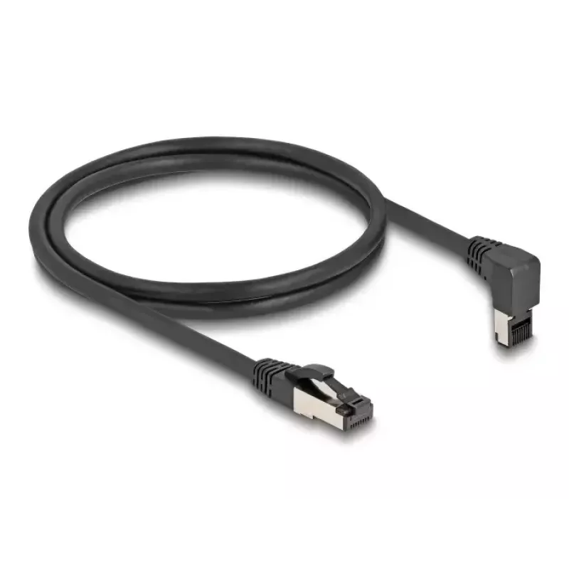 Tinklo kabelis DeLOCK RJ45 Cat.8.1 90° Kryptimi Aukštyn 10m Juodas
