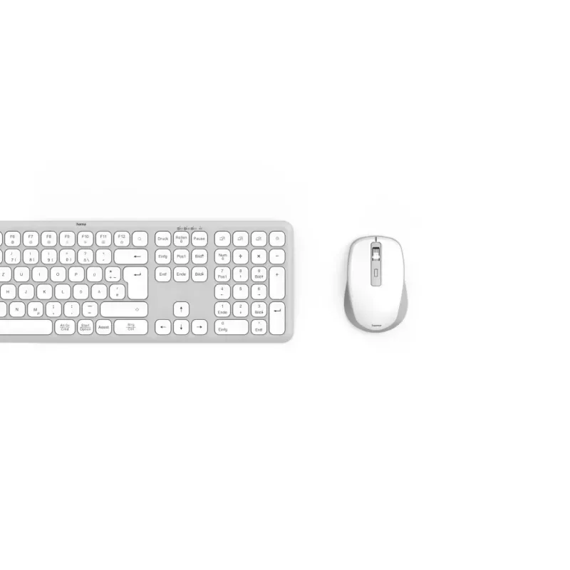 Belaidis klaviatūros ir pelės rinkinys Hama WKM-550, RF Wireless + Bluetooth, QWERTZ, vokiškas išdėstymas, pilko/balto