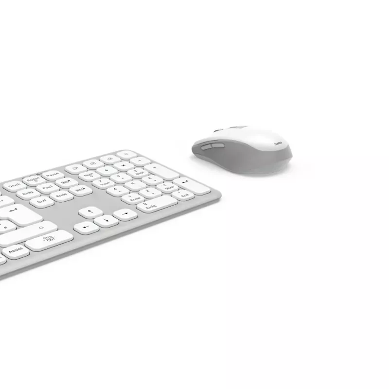Belaidis klaviatūros ir pelės rinkinys Hama WKM-550, RF Wireless + Bluetooth, QWERTZ, vokiškas išdėstymas, pilko/balto