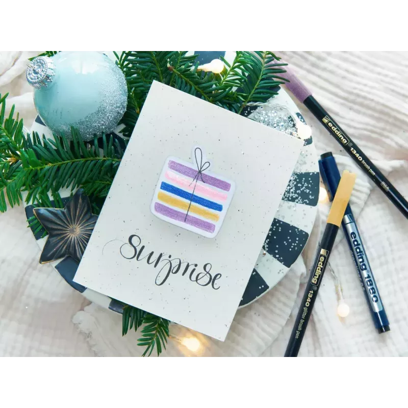 Flomasteris su blizgučiais Edding 4-1340-4-3 Blue Ochre Pink Purple – šepetėlio antgalis