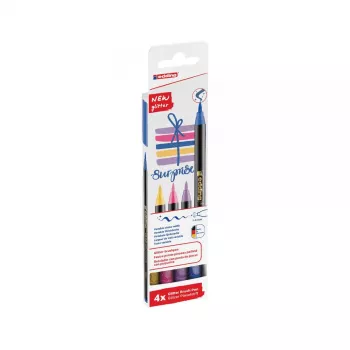 Flomasteris su blizgučiais Edding 4-1340-4-3 Blue Ochre Pink Purple – šepetėlio antgalis