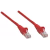 Intellinet tinklo jungiamasis kabelis, Cat5e, 0,5 m, raudonas, CCA, U/UTP, PVC, RJ45, auksuoti kontaktai, be užkabos, su gaubtuku, viso gyvenimo garantija