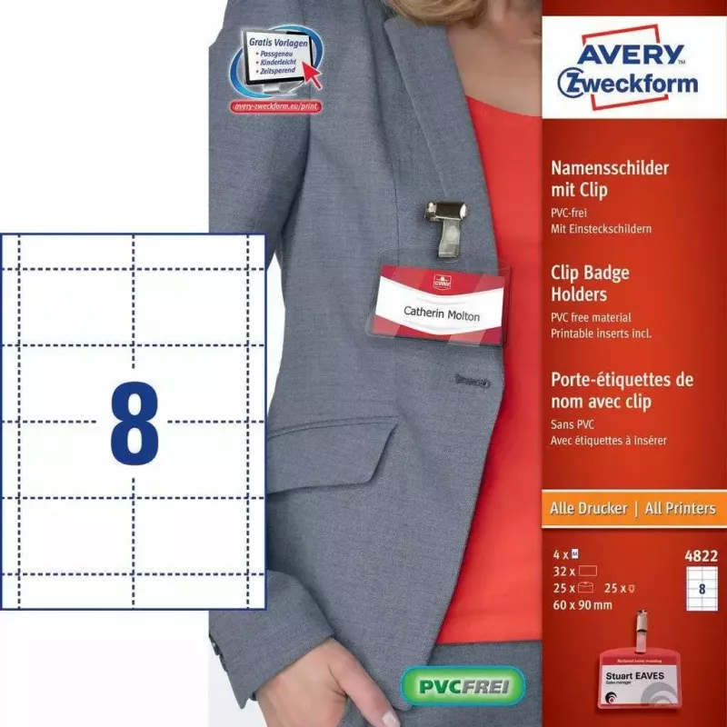 Nelipnios etiketės AVERY 4822 Skaidrios baltos stačiakampės 32 vnt.