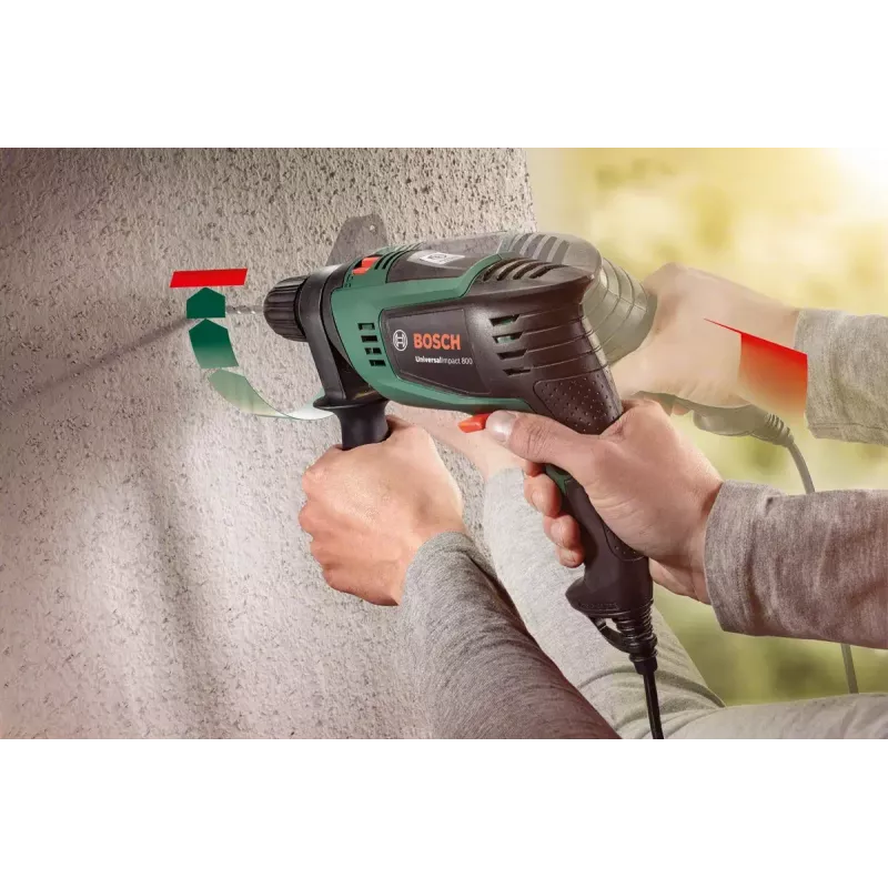 Bosch Universal Impact 800 3000 RPM gręžtuvas su greito užspaudimo griebtuvu 1.7 kg juoda, žalia