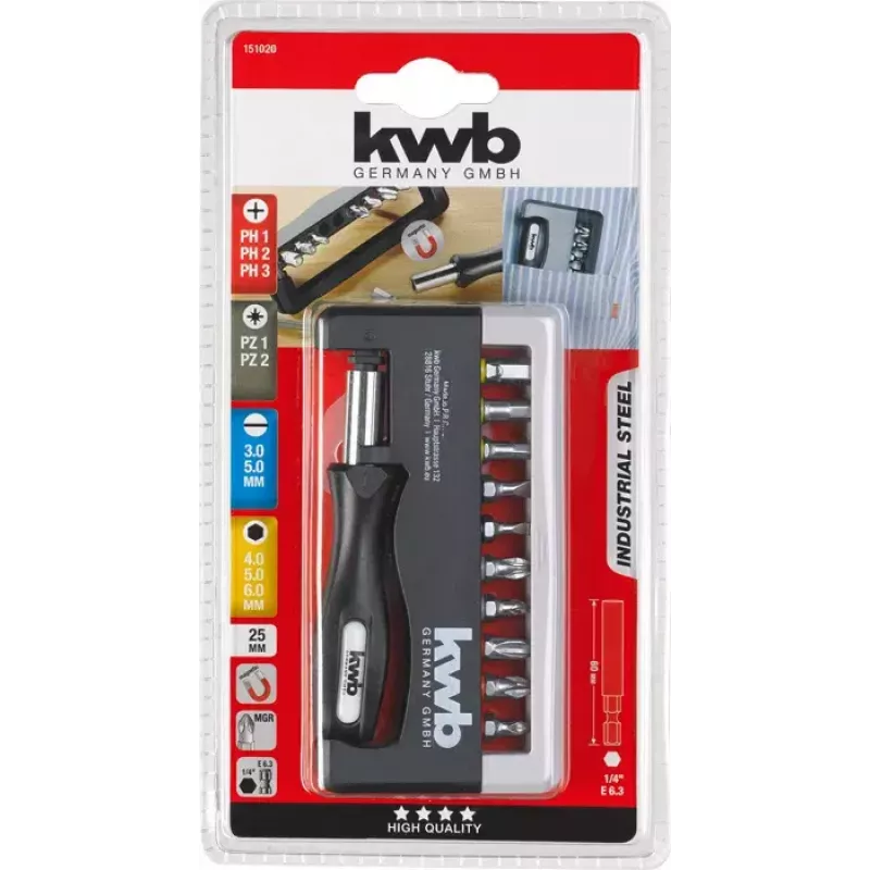 Antgalių rinkinys KWB Industrial Steel Standard Handy Bit Box