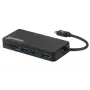 Manhattan USB-C Dock / Hub su kortelių skaitytuvu, 3x USB-A, 5 Gbps (USB 3.2 Gen1), juodas