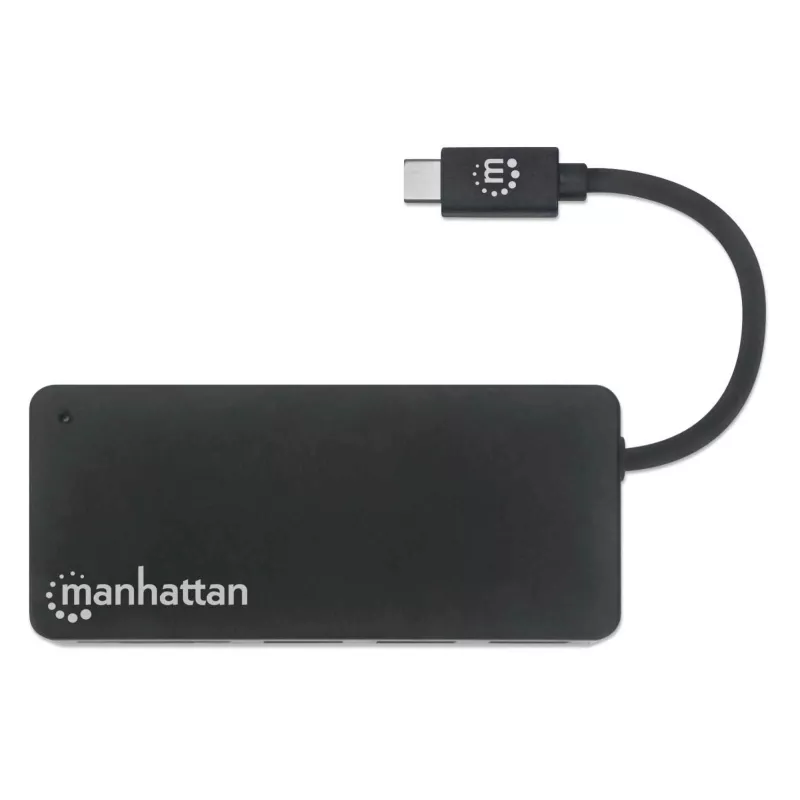 Manhattan USB-C Dock / Hub su kortelių skaitytuvu, 3x USB-A, 5 Gbps (USB 3.2 Gen1), juodas