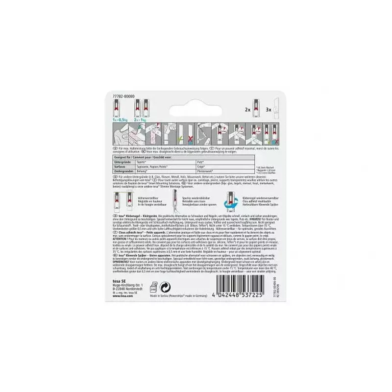 TESA 77782 kabliukas vidaus patalpoms Raudona Balta 2 vnt