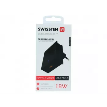 Kroviklis vidaus patalpoms Swissten 22049000, USB-C, 18 W, juodas