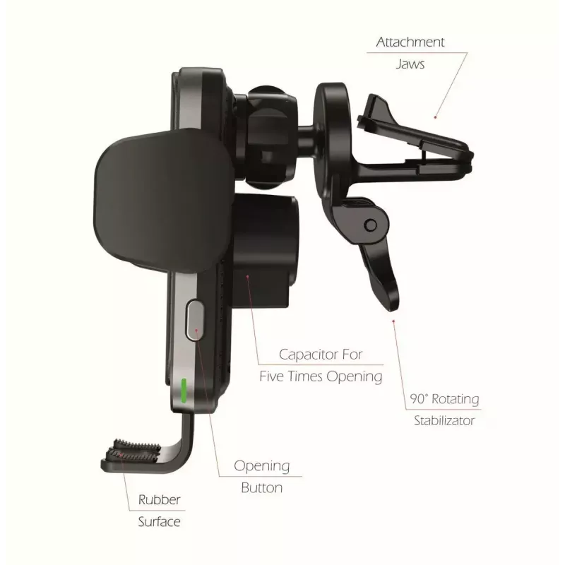 Automobilinis belaidis įkroviklis ir laikiklis SWISSTEN W2-AV5, 15W Qi įkrovimas, Micro USB kabelis 1,2 m