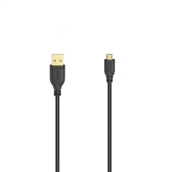 Hama Flexi-Slim USB kabelis USB 2.0 0,75 m Micro-USB A USB A Juoda