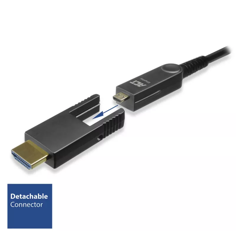 ACT 20 m HDMI aktyvus optinis kabelis High Speed 4K su nuimama jungtimi v2.0 HDMI-A kištukas - HDMI-A kištukas