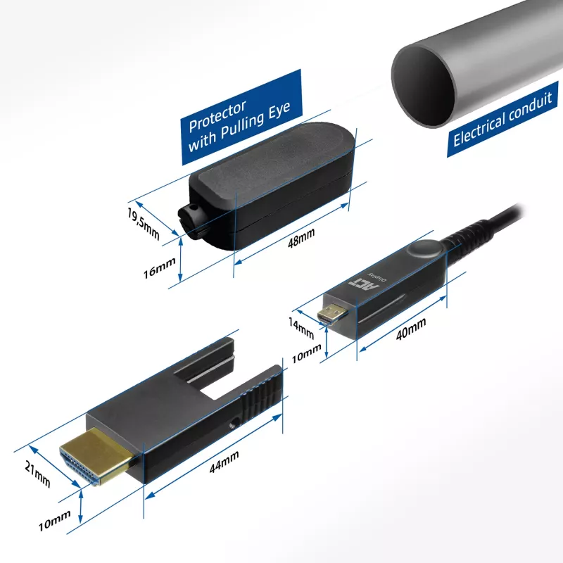 ACT 20 m HDMI aktyvus optinis kabelis High Speed 4K su nuimama jungtimi v2.0 HDMI-A kištukas - HDMI-A kištukas