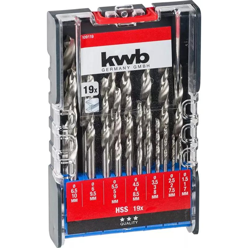 Gręžtų rinkinys KWB 109119 HSS greitapjovis plienas