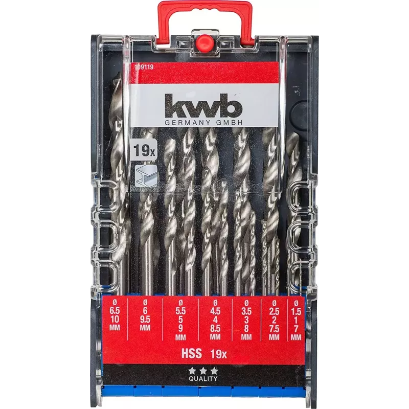 Gręžtų rinkinys KWB 109119 HSS greitapjovis plienas