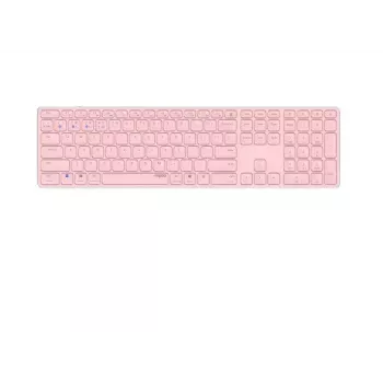 Rapoo E9800M belaidė klaviatūra Bluetooth QWERTZ vokiška rožinė