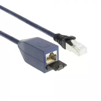 ACT Blue 1 m LSZH S/FTP CAT6A MPTL ilginimo kabelis su apsauga nuo užkliuvimo ir RJ45 jungtimis