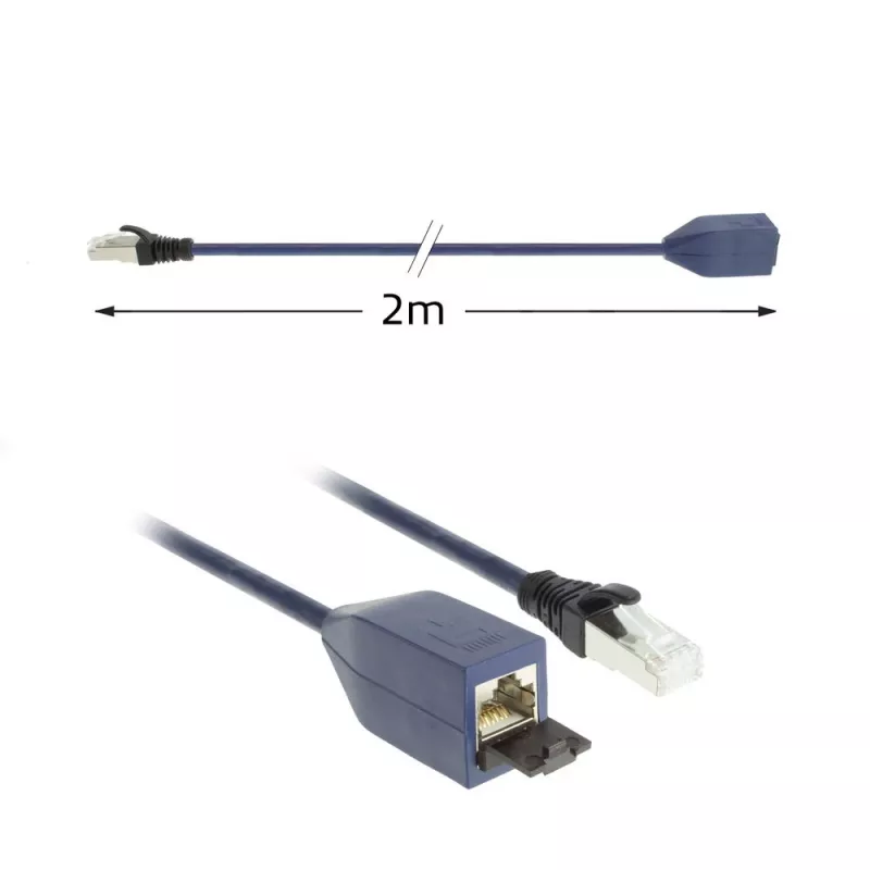 ACT Blue 2 m LSZH S/FTP CAT6A MPTL ilginimo kabelis su apsaugotais RJ45 jungtimis