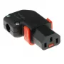 ACT C13 IEC Lock+ perjungiamas kairės arba dešinės pusės kampu išvestas jungiamasis kištukas, juodas, PA130100RBK