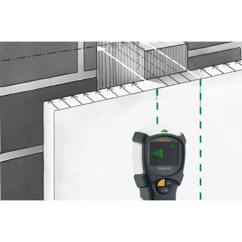 Laserliner MultiScanner Plus skaitmeninis daugiadetektorius – feromagnetiniai metalai, gyvi kabeliai, nemagnetiniai metalai, mediena