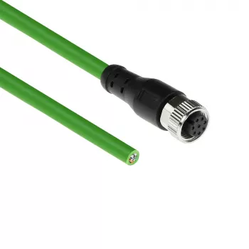 ACT Industrial 5.00 m sensorinis kabelis M12A 8 kontaktų moteriškas į atvirą galą, Ultraflex TPE, ekranuotas