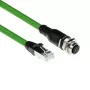 ACT Industrial jutiklio kabelis 3,00 m M12A 8 kontaktų moteriškas į RJ45 vyrišką, Ultraflex SF/UTP TPE, ekranuotas