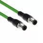 ACT Industrial 1.50 m sensorinis kabelis M12D 4 kontaktų kištukas į M12D 4 kontaktų kištuką, Superflex Xtreme TPE, ekranuotas