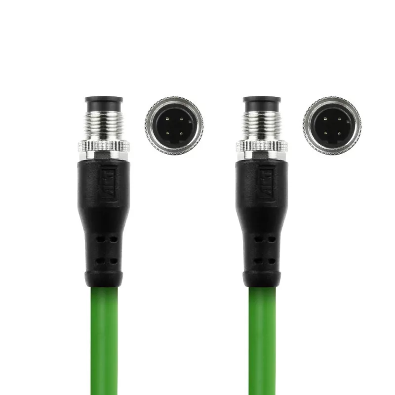 ACT Industrial 1.50 m sensorinis kabelis M12D 4 kontaktų kištukas į M12D 4 kontaktų kištuką, Superflex Xtreme TPE, ekranuotas