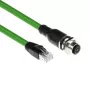 ACT Industrial 3.00 m sensoriaus kabelis M12D 4 kontaktų lizdas prie RJ45 kištuko, Superflex Xtreme TPE, ekranuotas