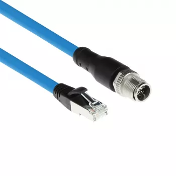 ACT Industrial 1,50 m Sensorinis kabelis M12X 8 kontaktų kištukas prie RJ45, Superflex SF/UTP TPE, ekranuotas