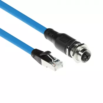 ACT Industrial 3,00 m jutiklio kabelis M12X 8 kontaktų lizdas į RJ45, Superflex SF/UTP TPE, ekranuotas