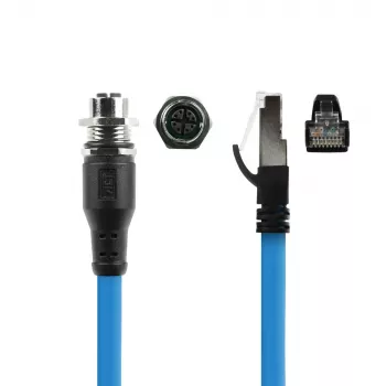 ACT Industrial 3,00 m jutiklio kabelis M12X 8 kontaktų lizdas į RJ45, Superflex SF/UTP TPE, ekranuotas