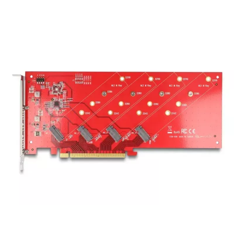 DeLOCK PCI Express x16 kortelė 4 x vidiniai NVMe M.2 Key M 110 mm bifurkacija