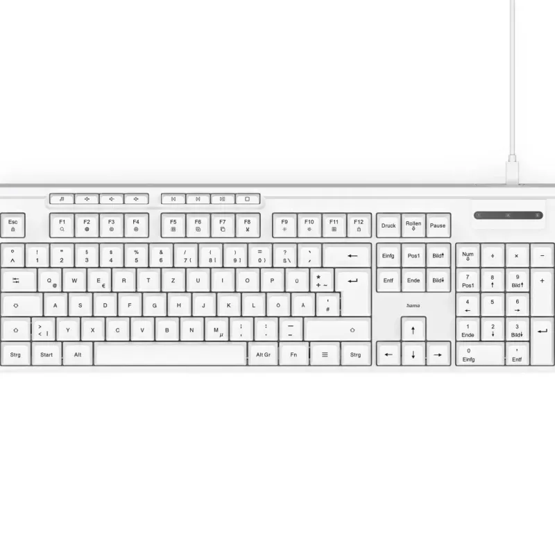 Hama CK-200 klaviatūra, skirta namams/biurui, USB, QWERTZ, vokiškas išdėstymas, balta