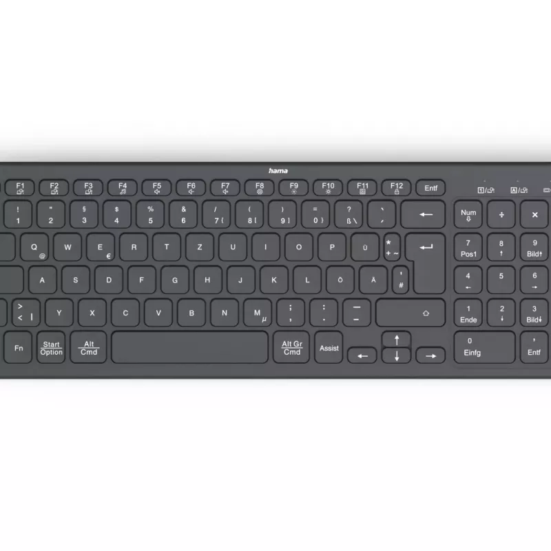 Hama WK-300 belaidė klaviatūra RF Wireless + Bluetooth QWERTZ vokiškas juoda