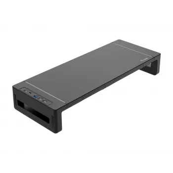 Monitorinis stovas EQUIP Ergonominis monitoriaus stovas su USB (USB-A x4, USB-C x1), laisvai pastatomas, 25 kg, juodas